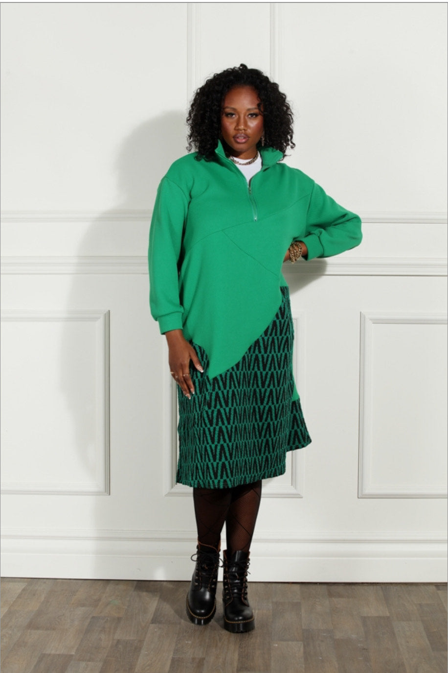 Green Skirt Set